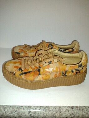 Puma Fenty By Rihanna Suede Shoes Womens Size 8 Camo Creeper Platform Sneakers